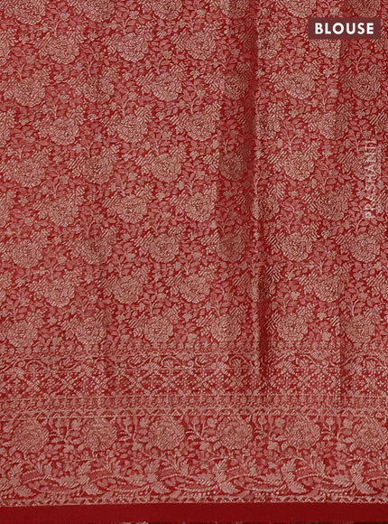Semi chiniya silk saree red with allover thread & zari woven buttas and woven border
