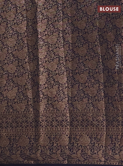 Semi chiniya silk saree navy blue with allover thread & zari woven buttas and woven border
