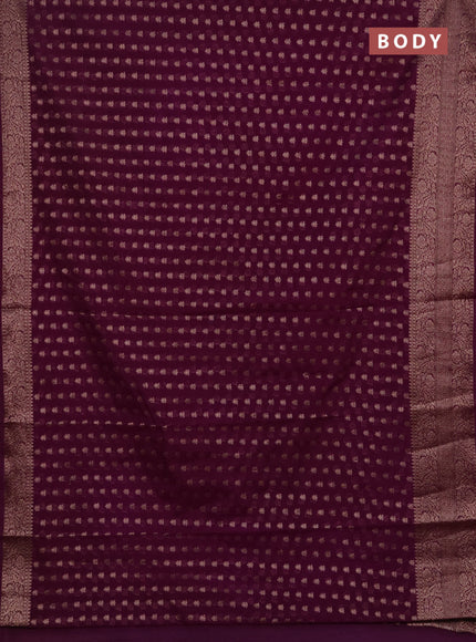 Semi chiniya silk saree purple with allover thread & zari woven buttas and woven border