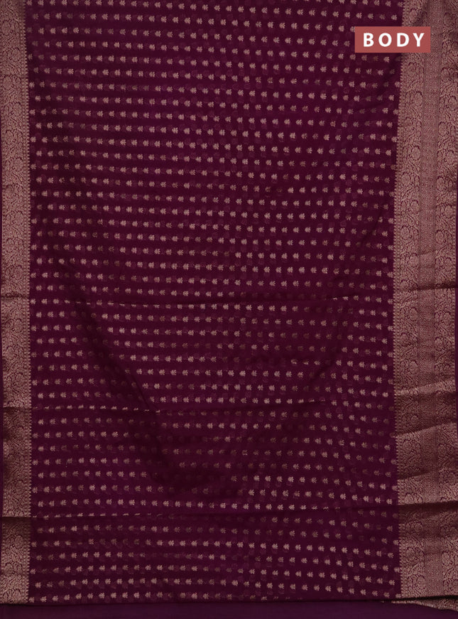 Semi chiniya silk saree purple with allover thread & zari woven buttas and woven border