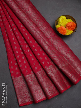 Semi chiniya silk saree pink with allover thread & zari woven buttas and woven border