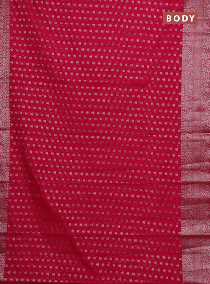 Semi chiniya silk saree pink with allover thread & zari woven buttas and woven border