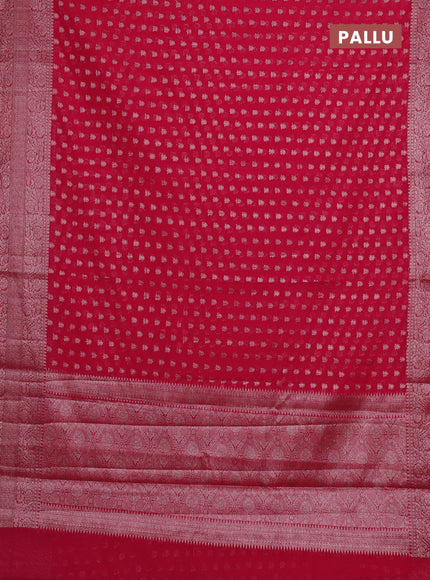 Semi chiniya silk saree pink with allover thread & zari woven buttas and woven border