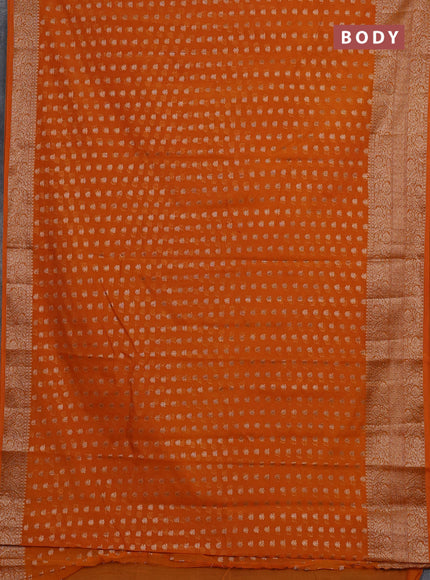 Semi chiniya silk saree mango yellow with allover thread & zari woven buttas and woven border