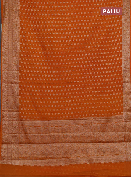 Semi chiniya silk saree mango yellow with allover thread & zari woven buttas and woven border