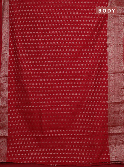 Semi chiniya silk saree red with allover thread & zari woven buttas and woven border