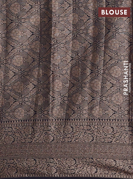 Semi chiniya silk saree deep navy blue with allover thread & zari woven buttas and woven border