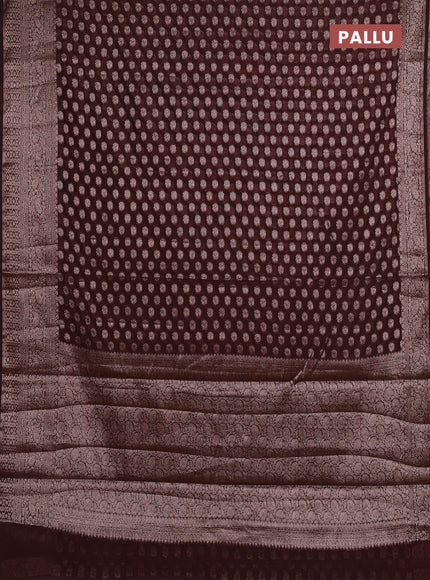 Semi chiniya silk saree coffee brown with allover thread & zari woven buttas and woven border