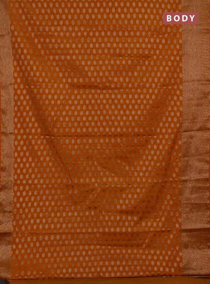 Semi chiniya silk saree dark mustard with allover thread & zari woven buttas and woven border