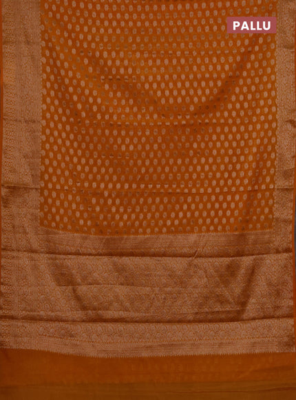 Semi chiniya silk saree dark mustard with allover thread & zari woven buttas and woven border