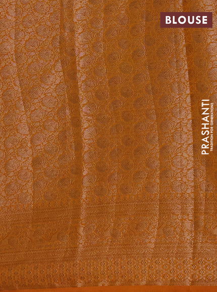Semi chiniya silk saree dark mustard with allover thread & zari woven buttas and woven border