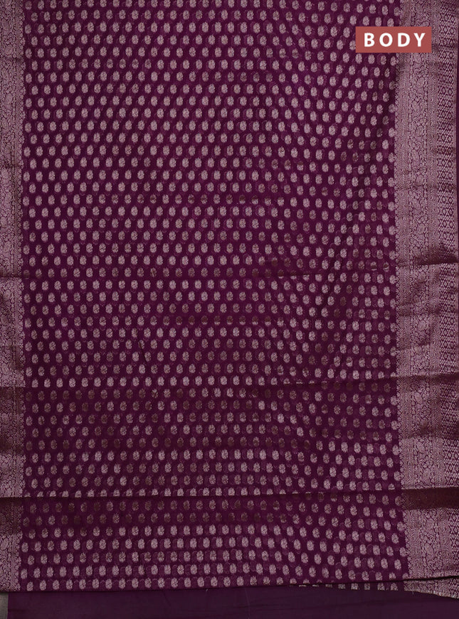 Semi chiniya silk saree purple with allover thread & zari woven buttas and woven border