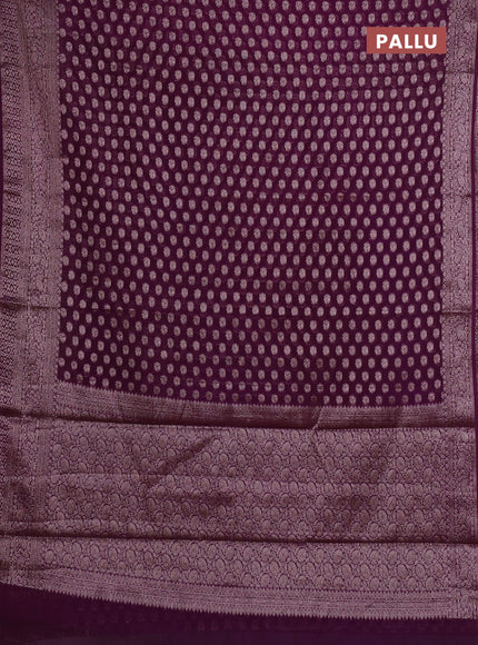Semi chiniya silk saree purple with allover thread & zari woven buttas and woven border