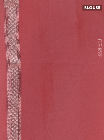 Banarasi silk cotton saree peach pink with allover thread & zari checks & buttas and thread & zari woven border