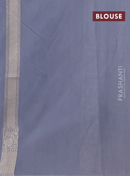 Banarasi silk cotton saree grey with allover thread & zari checks & buttas and thread & zari woven border