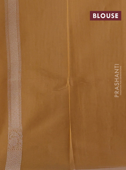 Banarasi silk cotton saree sandal with allover thread & zari checks & buttas and thread & zari woven border