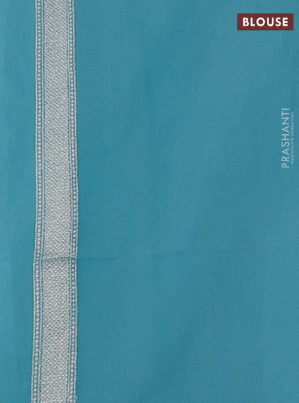 Banarasi silk cotton saree teal blue with allover thread & zari checks & buttas and thread & zari woven border