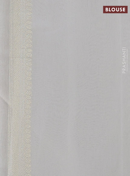 Banarasi silk cotton saree off white with allover thread & zari woven brocade weaves and thread & zari woven border