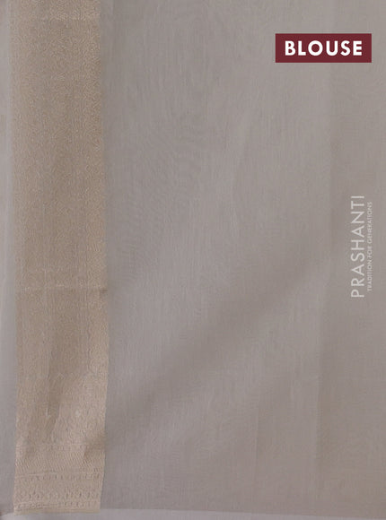 Banarasi silk cotton saree off white with allover thread & zari woven brocade weaves and thread & zari woven border