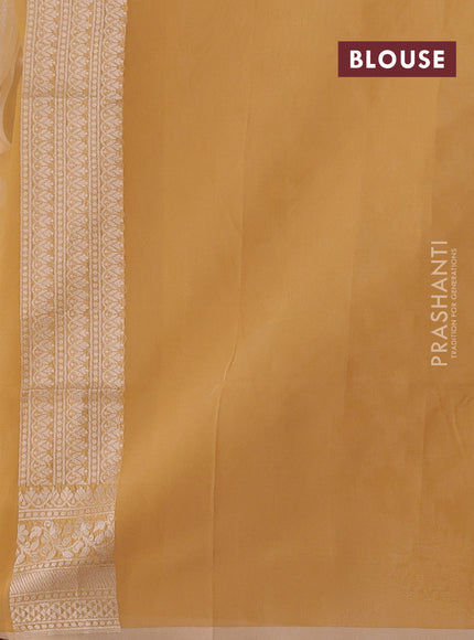 Banarasi silk cotton saree sandal with allover thread & zari woven brocade weaves and thread & zari woven border