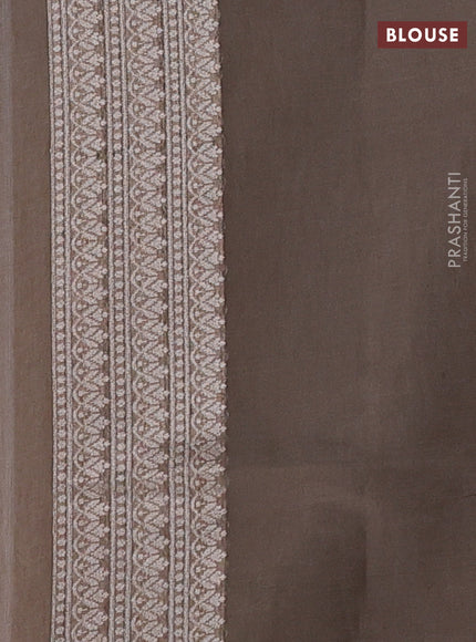 Banarasi silk cotton saree grey with allover thread & zari woven brocade weaves and thread & zari woven border