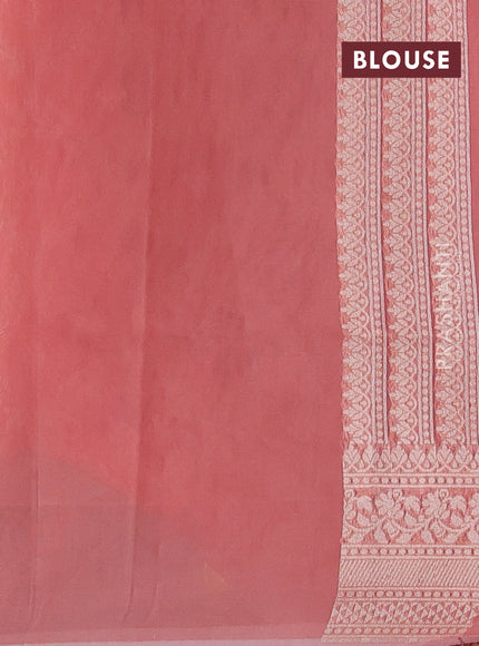 Banarasi silk cotton saree peach shade with allover thread & zari woven brocade weaves and thread & zari woven border