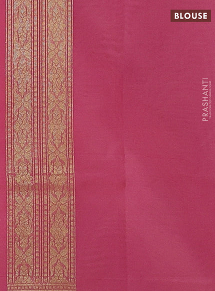Banarasi silk cotton saree peach pink with allover silver & gold zari brocade weaves and zari woven border