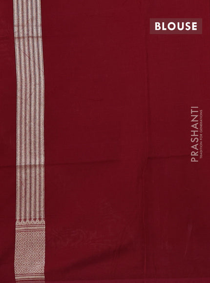 Banarasi silk cotton saree maroon with allover thread & zari woven buttas and temple design zari woven border