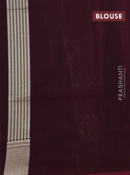 Banarasi silk cotton saree deep maroon with allover thread & zari woven buttas and temple design zari woven border