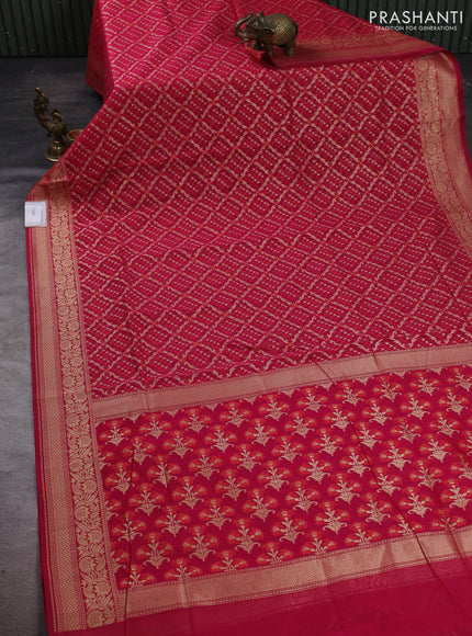 Banarasi silk cotton saree pink with allover thread & zari woven brocade weaves and zari woven border