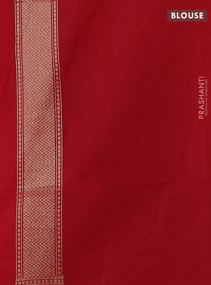 Banarasi silk cotton saree red with allover thread & zari woven brocade weaves and zari woven border