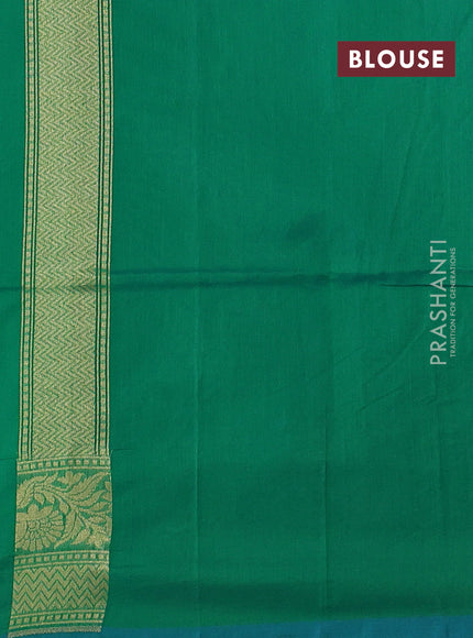 Banarasi silk cotton saree green with allover thread & zari woven brocade weaves and zari woven border