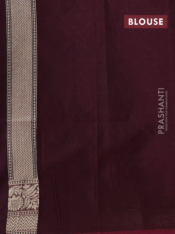 Banarasi silk cotton saree deep wine with allover thread & zari woven brocade weaves and zari woven border