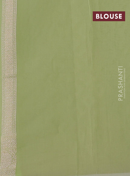 Banarasi silk cotton saree pista green with allover thread & zari woven brocade weaves and thread & zari woven border