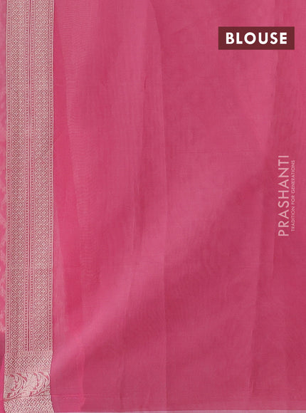 Banarasi silk cotton saree peach pink with allover thread & zari woven brocade weaves and thread & zari woven border