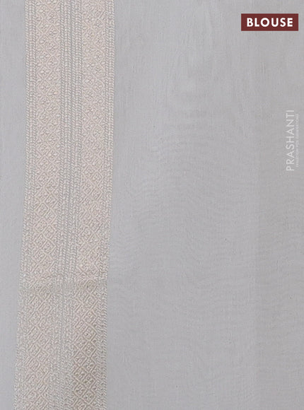 Banarasi silk cotton saree off white with allover thread & zari woven brocade weaves and thread & zari woven border