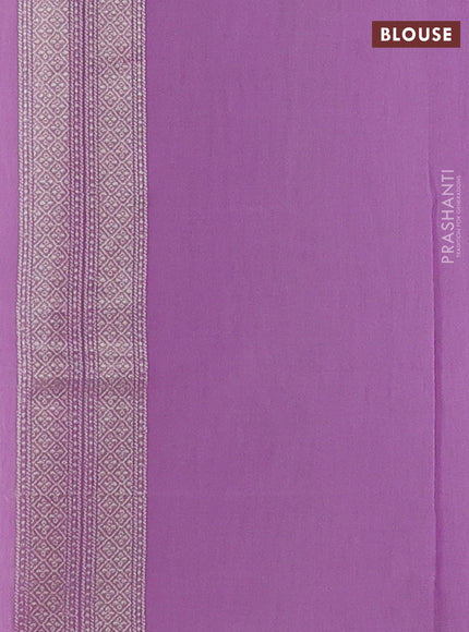 Banarasi silk cotton saree lavender with allover thread & zari woven brocade weaves and thread & zari woven border