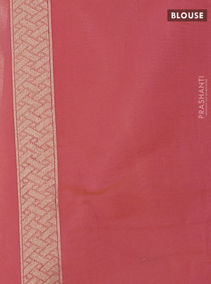 Banarasi silk cotton saree peach pink with allover thread & zari woven buttas and thread & zari woven border