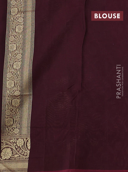 Banarasi silk cotton saree deep maroon with allover thread & zari woven brocade weaves and thread & zari woven border