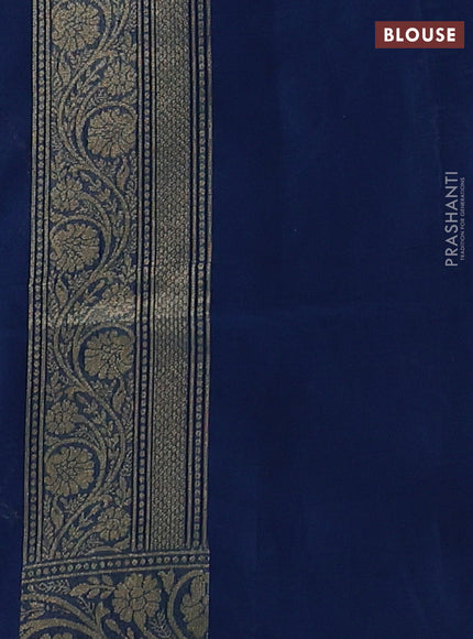 Banarasi silk cotton saree peacock blue with allover thread & zari woven brocade weaves and thread & zari woven border
