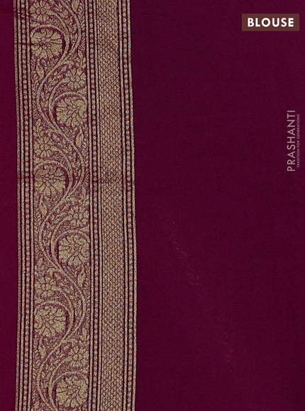 Banarasi silk cotton saree dark magenta pink with allover thread & zari woven brocade weaves and thread & zari woven border
