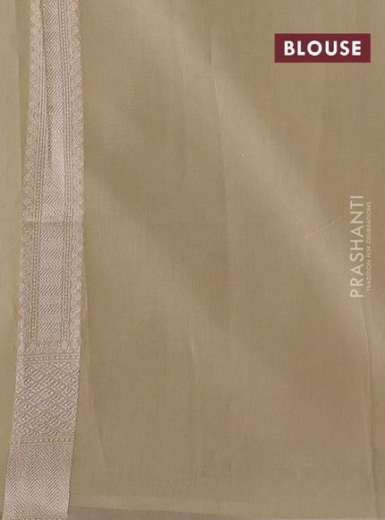 Banarasi silk cotton saree beige with allover thread & zari woven buttas and thread & zari woven border