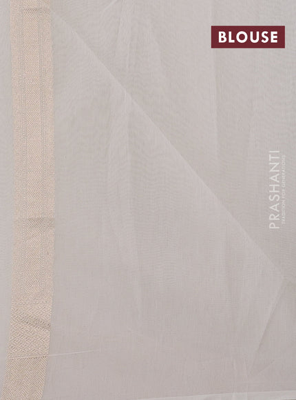 Banarasi silk cotton saree off white with allover thread & zari woven buttas and thread & zari woven border