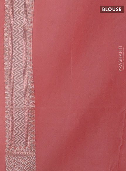 Banarasi silk cotton saree peach shade with allover thread & zari woven buttas and thread & zari woven border