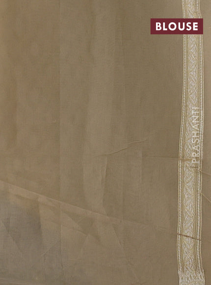 Banarasi silk cotton saree beige with allover thread & zari woven brocade weaves and thread & zari woven border