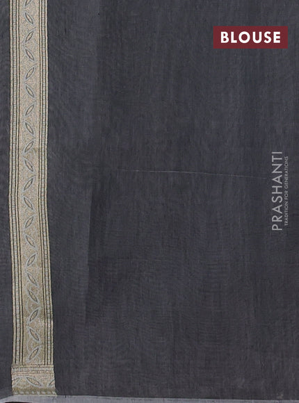 Banarasi silk cotton saree grey with allover thread & zari woven brocade weaves and thread & zari woven border