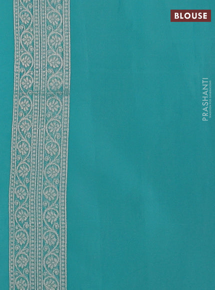Banarasi silk cotton saree teal blue with allover thread & zari woven buttas and thread & zari woven border