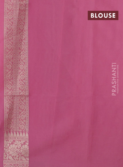 Banarasi silk cotton saree peach pink with allover thread & zari woven buttas and thread & zari woven border