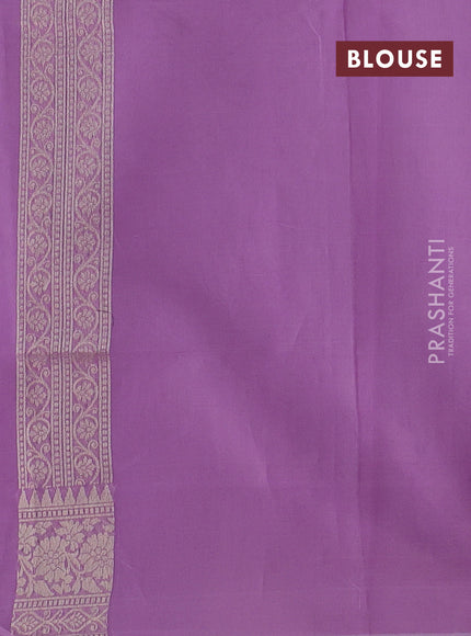 Banarasi silk cotton saree mild lavender with allover thread & zari woven buttas and thread & zari woven border
