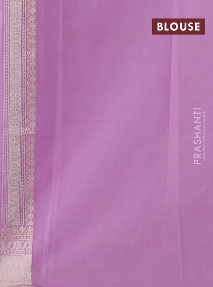 Banarasi silk cotton saree lavender with allover thread & zari woven brocade weaves and thread & zari woven border